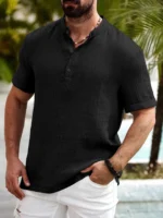 WEBRIC Black Cotton Blend Men's Shirt Style Kurta ( Pack of 1 ) - Image 3