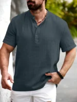 WEBRIC Dark Grey Cotton Blend Men's Shirt Style Kurta ( Pack of 1 ) (Copy)