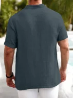 WEBRIC Dark Grey Cotton Blend Men's Shirt Style Kurta ( Pack of 1 ) (Copy) - Image 2