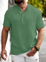 WEBRIC Light Green Cotton Blend Men's Shirt Style Kurta ( Pack of 1 ) - Image 4