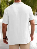 White Cotton Blend Men's Shirt Style Kurta ( Pack of 1 ) - Image 2