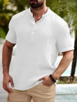 White Cotton Blend Men's Shirt Style Kurta ( Pack of 1 ) - Image 3