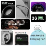 XYBEL Bluetooth Wireless Neckband, In-the-ear Bluetooth Headset with Upto 30h Talktime - Black - Image 3
